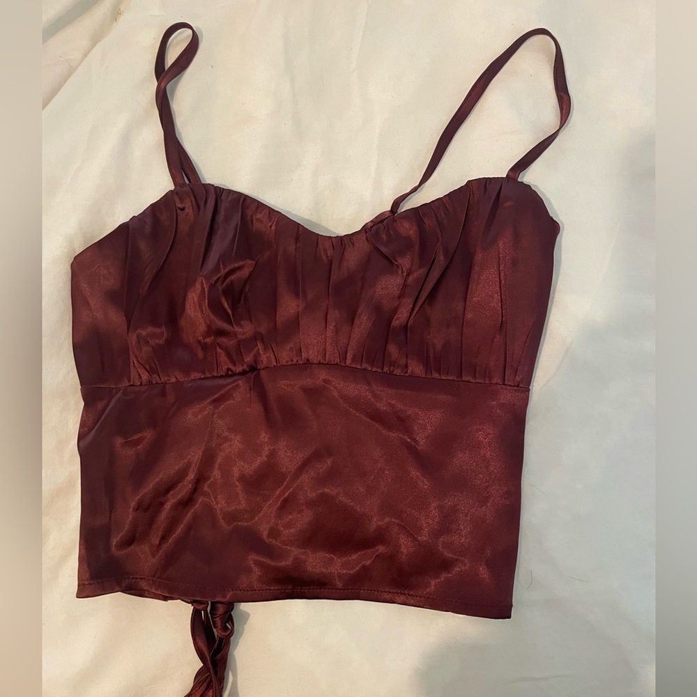 Forever 21 satin crop top - lace up back